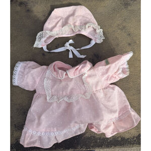 Vintage Cabbage Patch Kid 1980s CPK PINK LAVENDER DRESS Bonnet Fashion Outfit